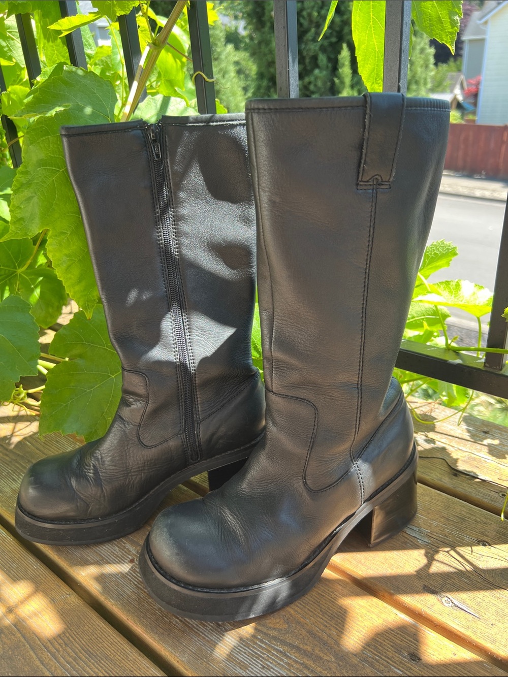 Candie's Black Mid-Calf Platform Heeled Boots - Picture 3 of 15